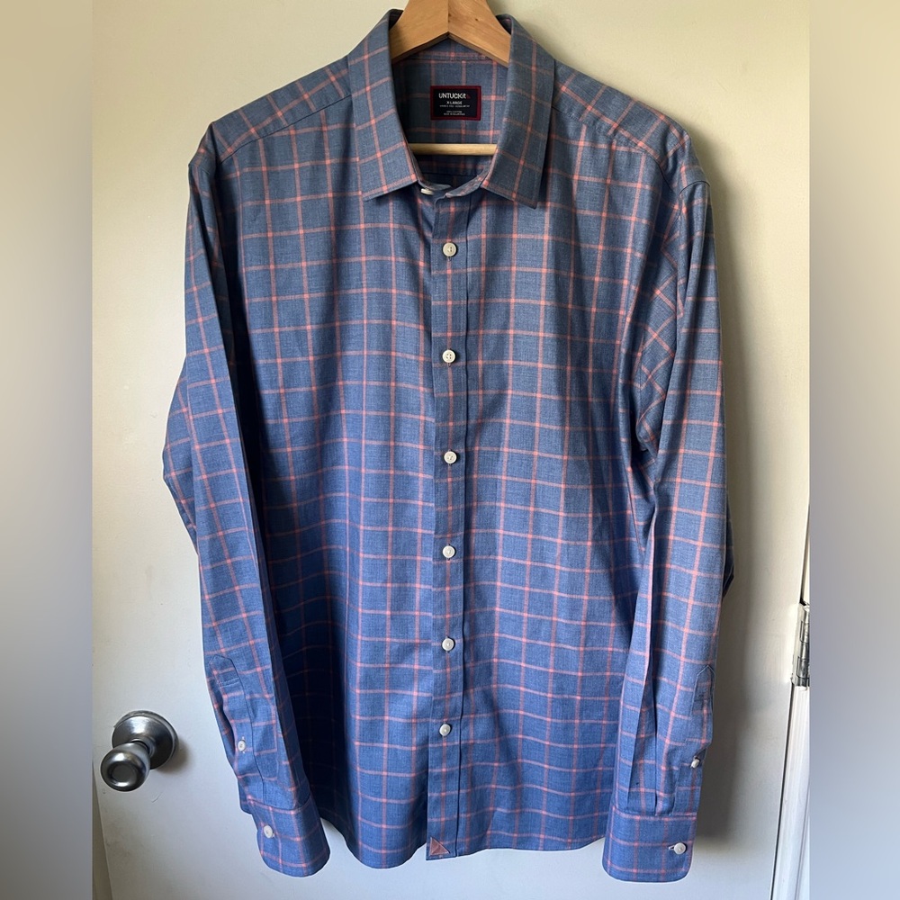 UNTUCKit Blue and Pink Checkered Shirt